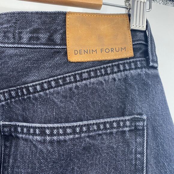 Denim Forum Farrah Jean High Rise Wide Leg Organic Cotton Frayed Black Womens 26 - Picture 8 of 12